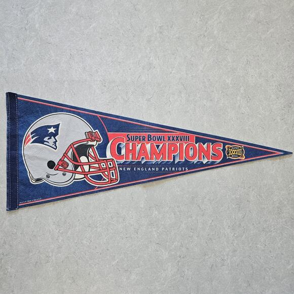 New England Patriots Pennant Superbowl XXXVIII Champions '04 Felt NFL Sports 30" - Picture 1 of 8
